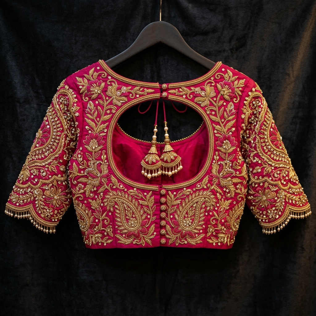 Maggam embroidery work on blouse